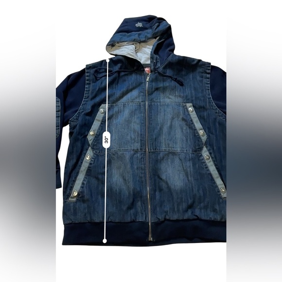 Vintage Platinum Gear Jean Jacket Mens 3XL Denim Y2K Hip Hop Embroidered - Picture 11 of 12